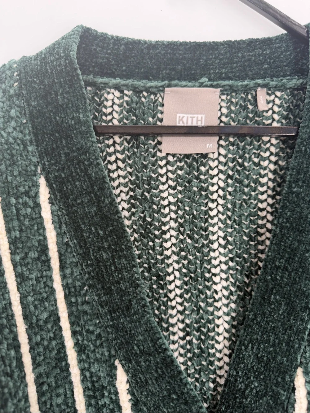 Kith Effie Striped Cropped Knitted Cardigan In Stadium